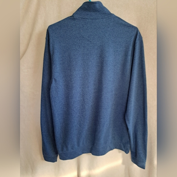 Men's Haggar Clothing Blue Pullover Quarter Zipper Sweater - Picture 7 of 8